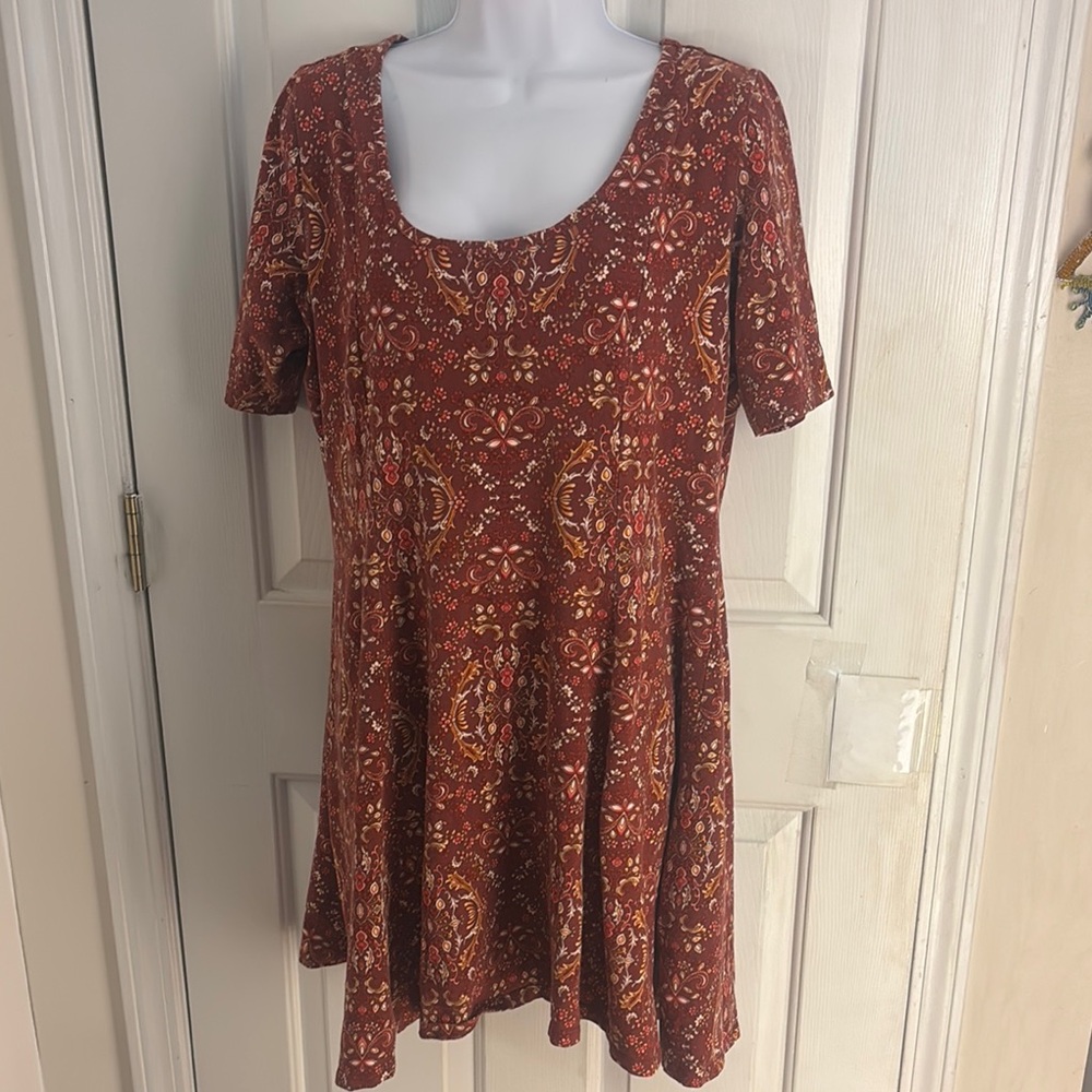 Rust Red Floral Dress